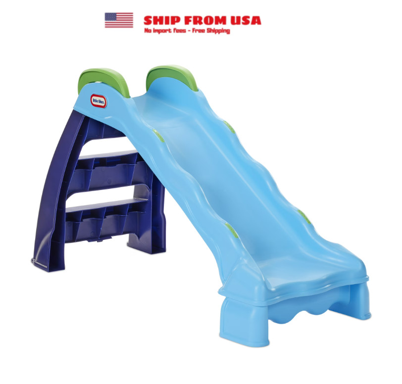 Little Tikes 2-in-1 Outdoor-Indoor Wet or Dry Slide with Easy Storage, Blue, Age
