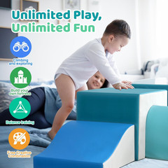 Foam Climbing Blocks for Toddlers: with a Tunnel – 4 PCS Foam Blocks – Kids Indo