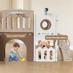 9in1 Large Kids Climber Slide Playset with Telescope, Basketball Hoop and Balls