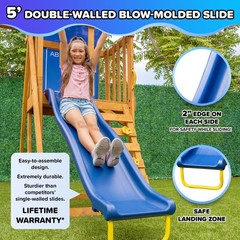 Wooden Swing Set Outdoor Slide Kids Backyard Playground Playset Playhouse AFrame