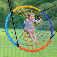 45″ 750lbs Spider Web Tree Swing for Kids & Adults, Outdoor Steel Frame Sauce…
