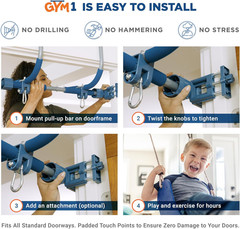 Indoor Doorway Gym Set – Sensory Swing & Grip Rings – Adjustable Door Frame Pull