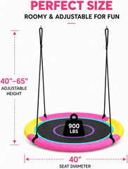 HOTJUMP 40 Inch Saucer Tree Swing for Kids Outdoor, Textilene Fabric Tear & UV R