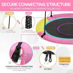 40 Inch Saucer Tree Swing for Kids Outdoor, Textilene Fabric 40inch | Pink