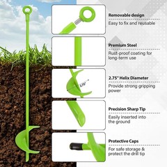 Ground Anchor Kit 18 Inch Long, 4PC Heavy Duty Spiral Blade Earth Anchors Kit Sc