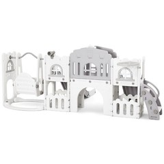 Toddler Plastic Double Slides & Swing Playset Kids Indoor Outdoor Playground Toy
