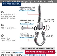 BeneLabel Heavy Duty Swing Hangers – Set of 2 Stainless Steel Screw Brackets for