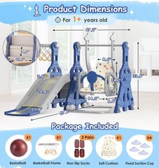 4 in 1 Toddler Slide and Swing Set, Kid Slide for Toddlers Age 1-2, Baby Slid…