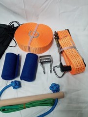 hooroor Ninja Slider Slackline Pulley with 52FT Ninja Slackline Zip Line, Monkey