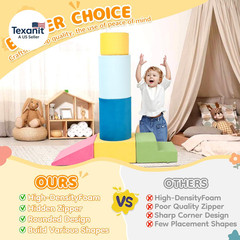 Toddler Climbing Toys Indoor, 7-Piece Colourful Foam Climbing Blocks, Soft Play