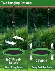 40 Inch Diameter Saucer Tree Swing Set for Kids & Adults, Adjustable Round 40″
