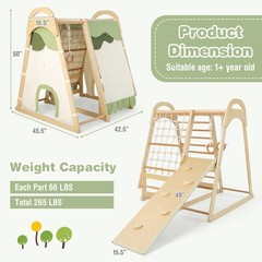 Kid’s Climbing Toy w/ Slide Climbing Net Climbing Rock Removable Tent
