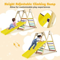 4-in-1 Indoor Jungle Gym w/Baby Swing, Climber, Ladder and Resting Platform