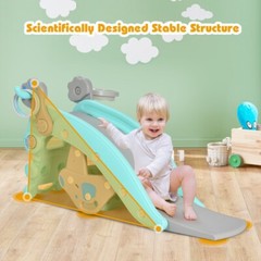 4-in-1 Kids Rocking Horse Toy Children and Slide Set Gift Kids w/Basketball Hoop