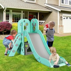 Toddler Slide, Indoor Slide Climber Set for Kids with Storage & Basketball Hoop