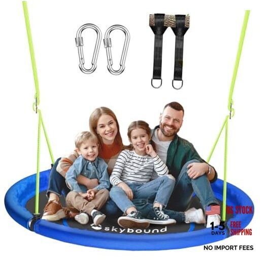 43″ Tree Swing 600LB Weight Capacity with Hanging Carabiners, Waterproof Blue