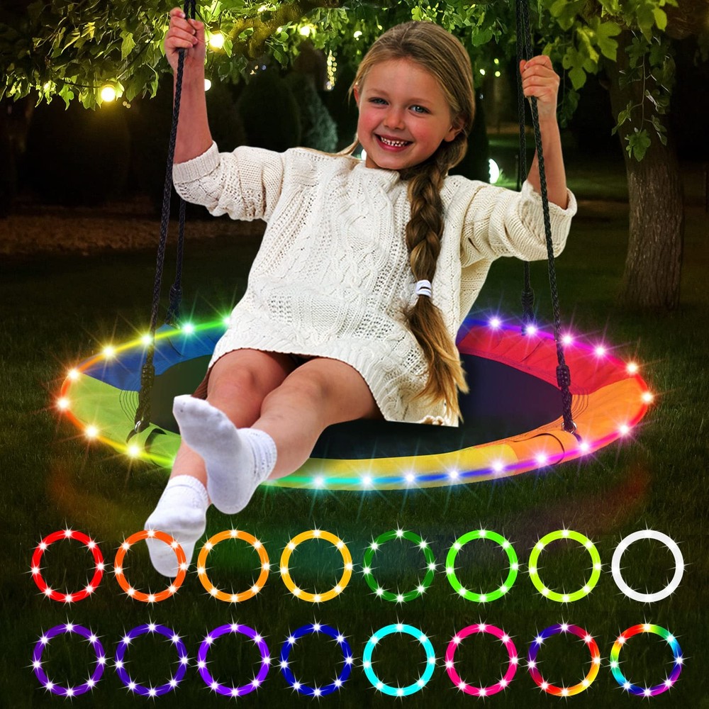 Outdoor Swings Lights, Remote Control Swing Rim Light for Saucer Tree Swing, …