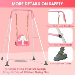 3-in-1 Toddler Swing Set, Baby Swing with Safety Belt, Pink White