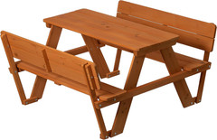 Wooden Kids Picnic Bench with Backrest, Outdoor Children’S Backyard, Crafting, D