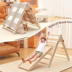 Foldable Pikler Triangle Climbing Set for Kids, 7 in 1 Montessori Large Wooden C
