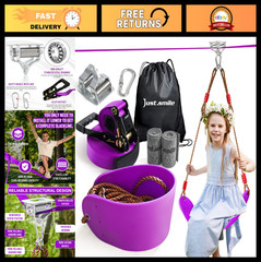Outdoor Zip Line Kit for Kids – 60ft Stainless Steel Pulley Slider & Swing Seat