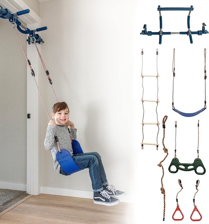 Gym 6-Piece Doorway Swing Set, For Kids and Adults No Drilling, Holes Or Damage