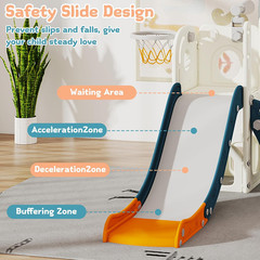 6 in 1 Toddler Slide, Kids Slider for 1-3, Indoor Outdoor Playset Playground wit
