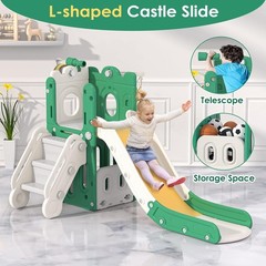 7 in 1 Toddler Slide, L-Shaped Baby Slide for Toddlers Age 1-3 with Basketball H