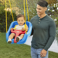 Little Tikes 2-in-1 Snug and Secure Baby Toddler Swing High Back Blue