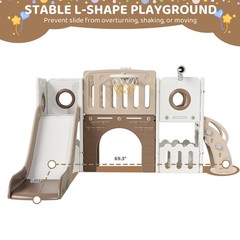 9in1 Large Kids Climber Slide Playset with Telescope, Basketball Hoop and Balls