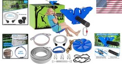 Heavy Duty 180FT Zip Line Kit for Backyard Fun, Adult & Kid Safe, Steel Trolley