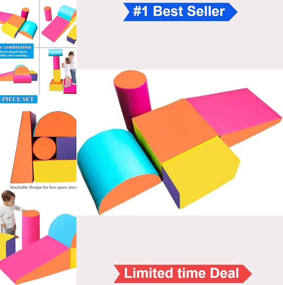 Kids Foam Climbing Blocks 5 Piece Set Soft Play Shapes for Toddlers Baby Indoor