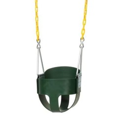 Heavy-Duty High Back Full Bucket Toddler Swing Seat, Coated Swing Chains, Green