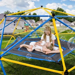 10FT Dome Climber with Hammock and Swing Outdoor Jungle Gym for Kids 3-12 800LBS