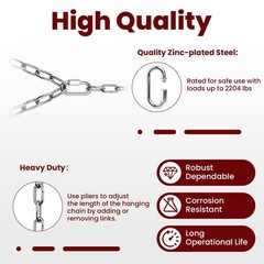 Heavy Duty Porch Swing Hanging Chain Kit, 2 Pack, Silver