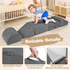 6 Pcs Toddler Climbing Blocks with Handles Chenille Fabric Cover Corner Play Gym