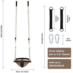 2 -in- 1 Toddler Swing. Swing Seat for Kids with Adjustable Ropes, Light Brown
