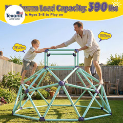 6 Ft Climbing Dome with Top, Outdoor/Indoor Geometric Jungle Gym Playset, Dual S