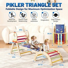 Pikler Triangle Set, Climbing Toy for Kids, Foldable Indoor Playground Climber
