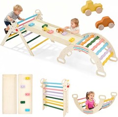 Toddler Climbing Toys and Play Structure Indoor,9-in-1Wooden Montessori Climbing