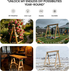 4 Pcs EZ Frame Wooden Swing Accessories, A-Frame Bracket for Set Beam, Fitting,