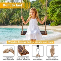 Wooden Swing Seat Nostalgic Outdoor Wood Swing for Kids Tree Swing for Adults