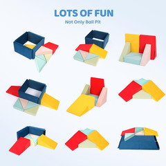 8-Piece Fabric Soft Foam Climbing Blocks with Ball Pit for Toddlers, (26”X26”X
