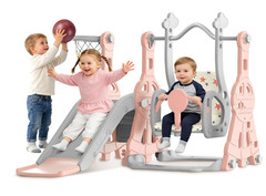 Toddler Slide and Swing Set – Baby Slide for Toddlers Age 1-2, with Basketball H