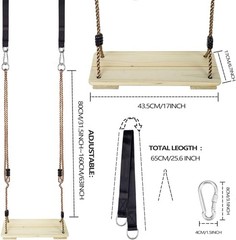 Wooden Swing Seat, Nostalgic Outdoor Wood Swing for Kids , Tree Straps Set Ac…