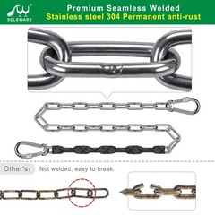 4 Pcs 85″ Stainless Steel Hanging Chains Heavy Duty Swing Chains