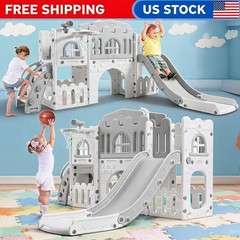 Playground Set – Slide, Climber, Basketball Hoop Tunnel Telesco Toddler 8-in-1