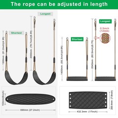 SELEWARE Heavy Duty Swing Seats for Kids & Adults, Non‑Slip Flat Plastic & U‑…