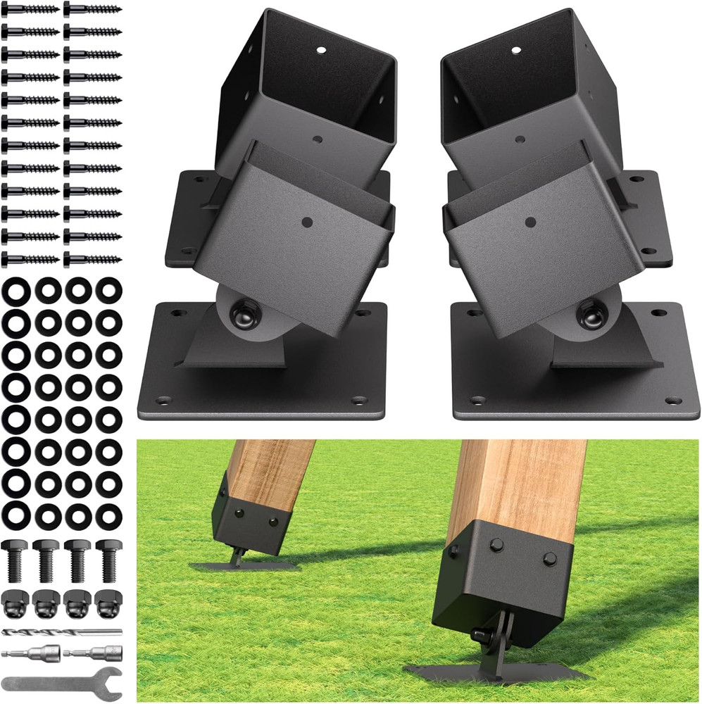 Swing Set Anchor Kit – 4-Pack Stainless Steel Bracket for 4″x4″ Legs