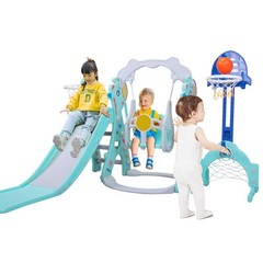 5 in 1 Toddler Slide and Swing Set,Kids Climber Set for Toddlers Green